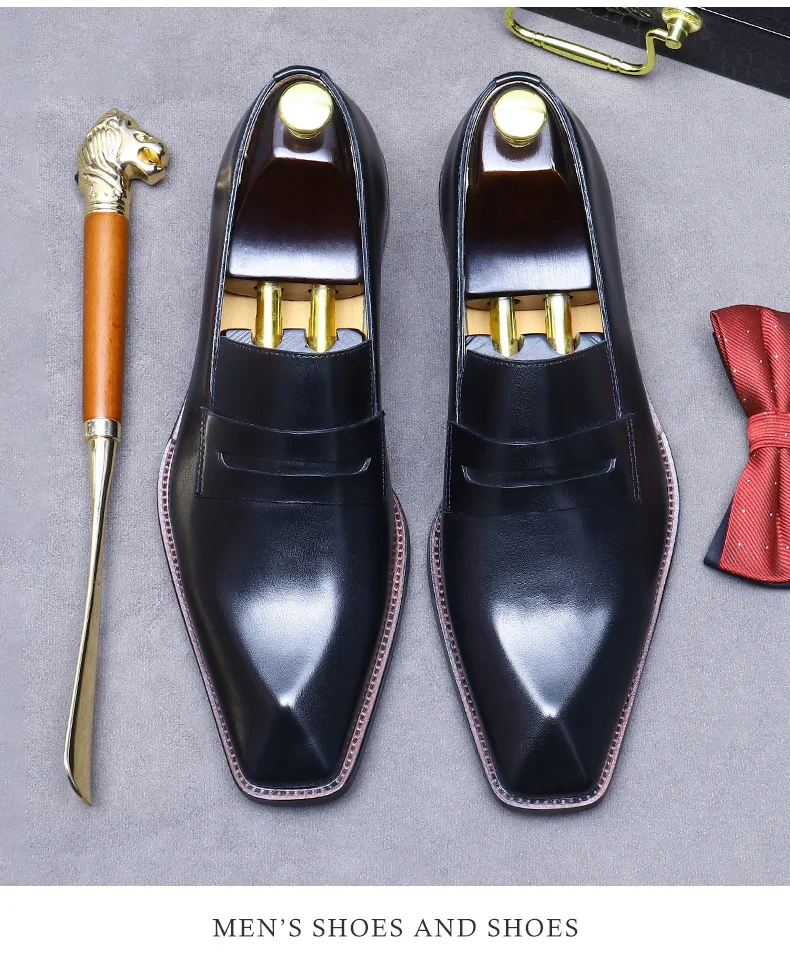 Men's Business Dress Leather Shoes Genuine Leather Shoes Full Cowhide British Laser Engraving Pattern Men's Wedding Shoes 37-46