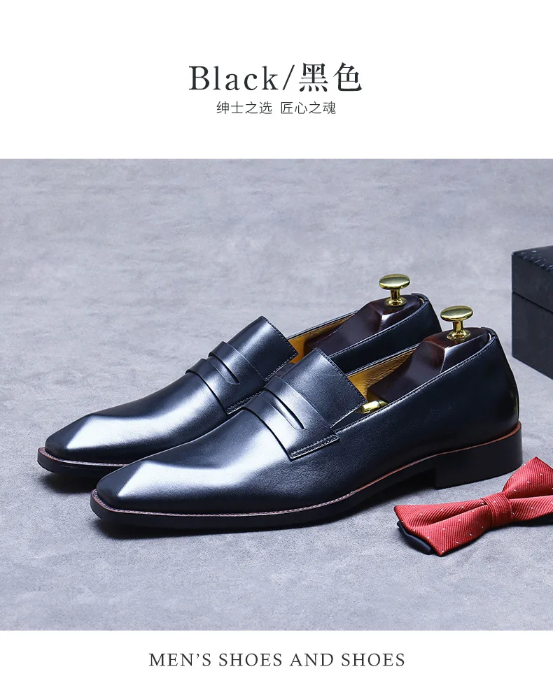 Men's Business Dress Leather Shoes Genuine Leather Shoes Full Cowhide British Laser Engraving Pattern Men's Wedding Shoes 37-46