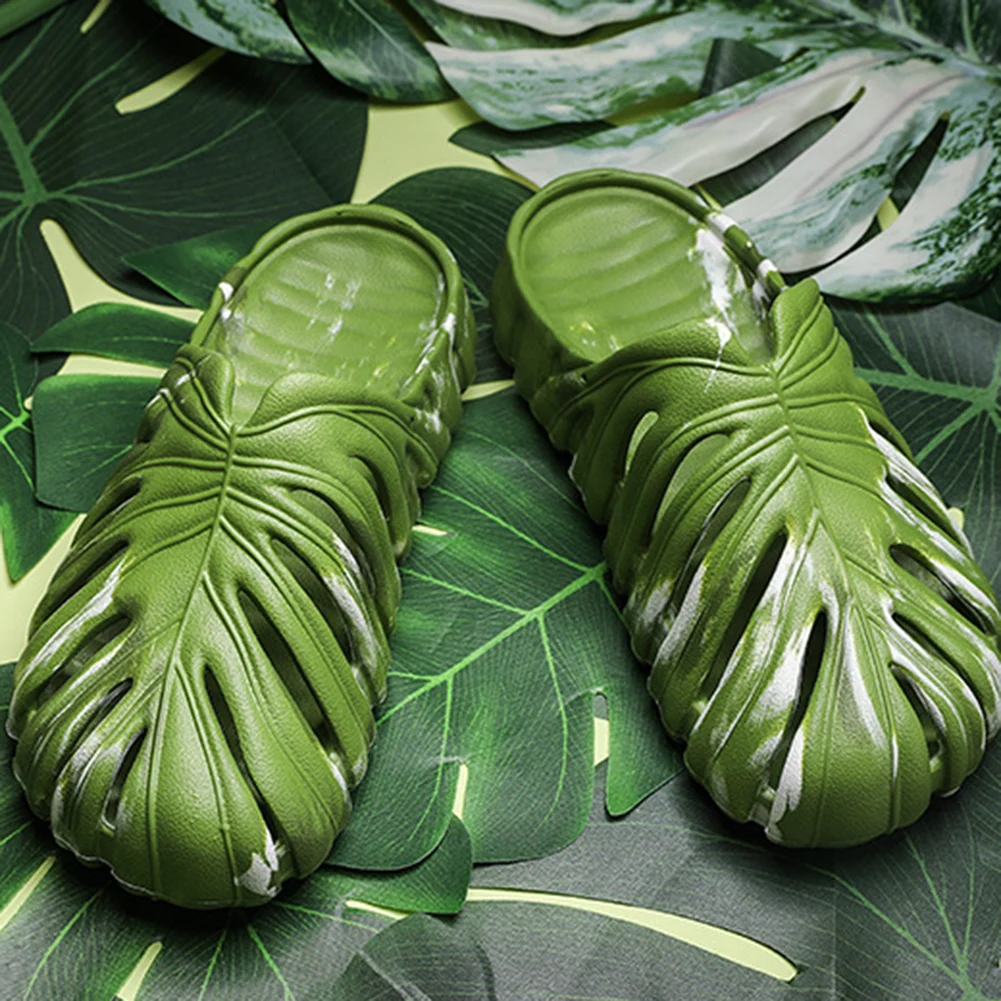Women/Man Monstera Pattern Shoes Fashionable Anti-slip Indoors Sandal For Living Room