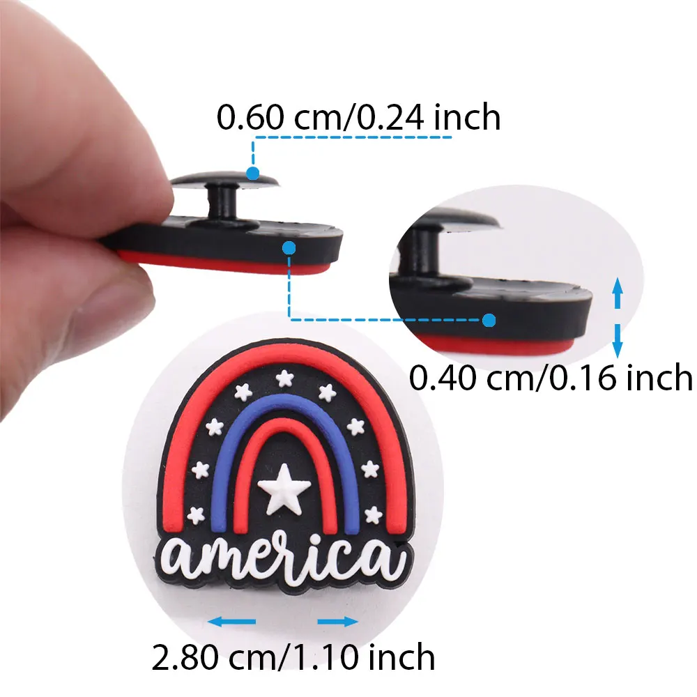 1-19PCS America Football Drinks USA Flower Statue of Liberty PVC Shoe Decoration Buckle Charms Clog Pin Hole Slipper Accessories