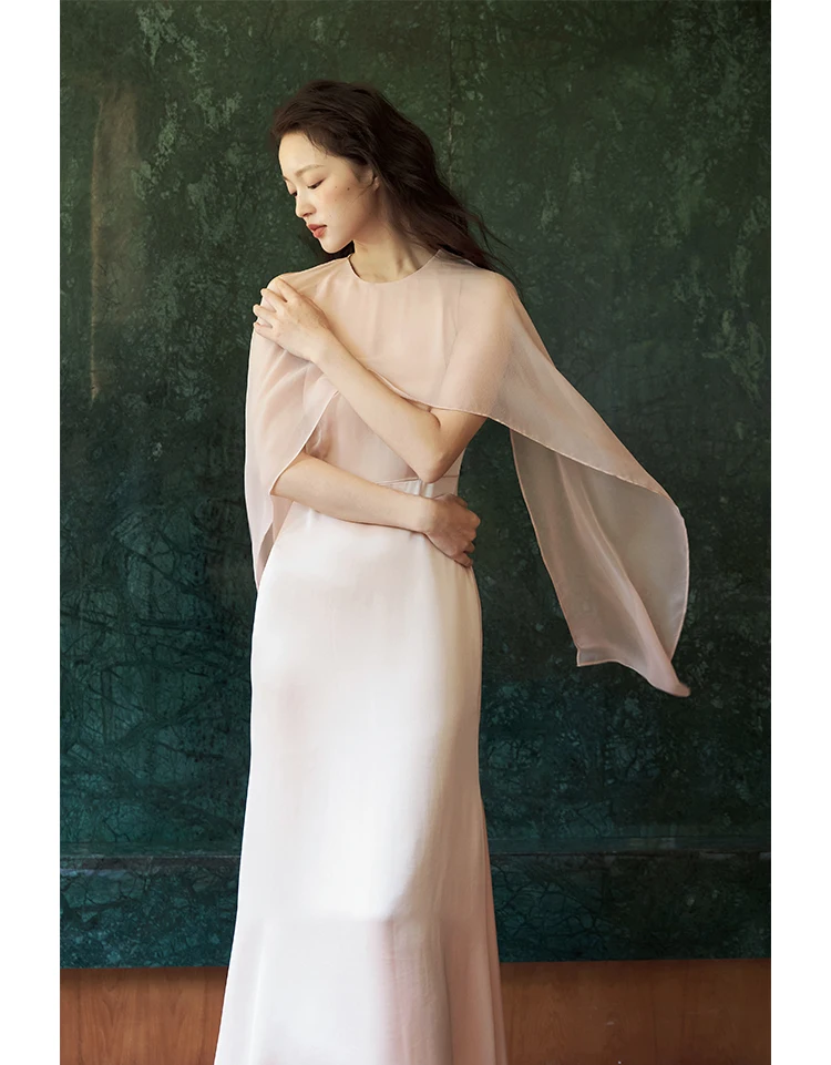 Birdtree 100% Real Silk Shawl High End Party Dress Women Satin Banquet Sleeveless Dresses 2024 Spring Summer D41437QM