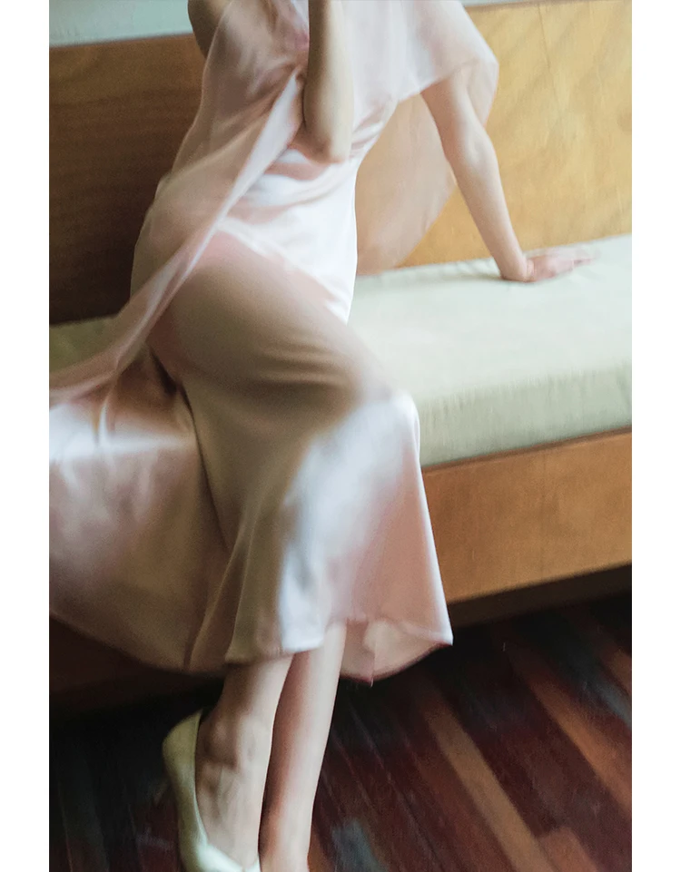 Birdtree 100% Real Silk Shawl High End Party Dress Women Satin Banquet Sleeveless Dresses 2024 Spring Summer D41437QM