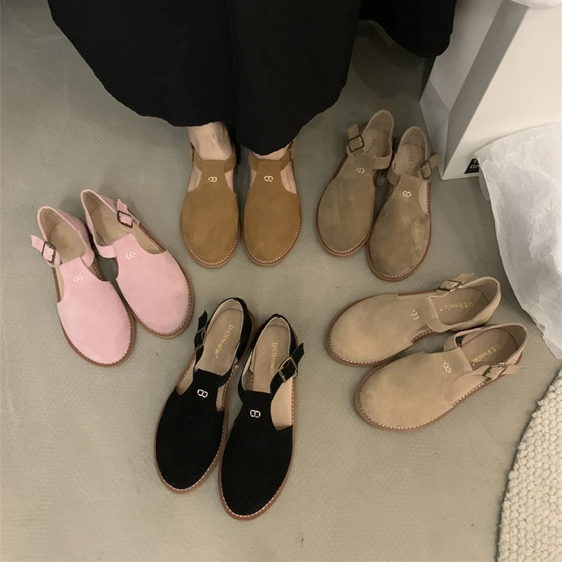 DIMANYU Retro Roman Baotou Sandals Women Wear 2026 Summer New Frosted Real Leather Female Flat Shoes Hollow Women Sandals