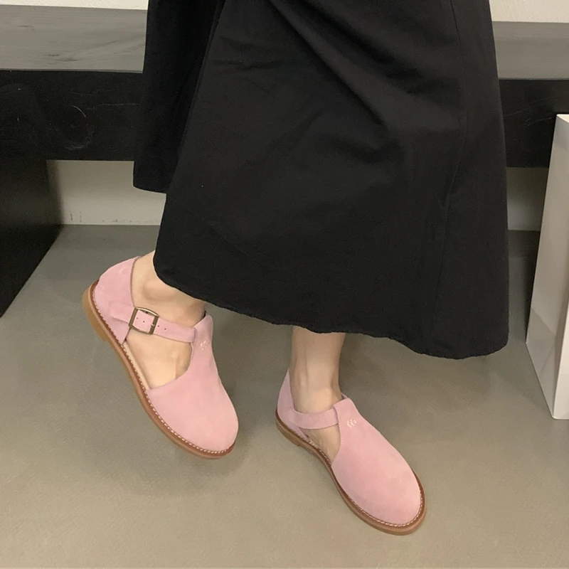 DIMANYU Retro Roman Baotou Sandals Women Wear 2026 Summer New Frosted Real Leather Female Flat Shoes Hollow Women Sandals