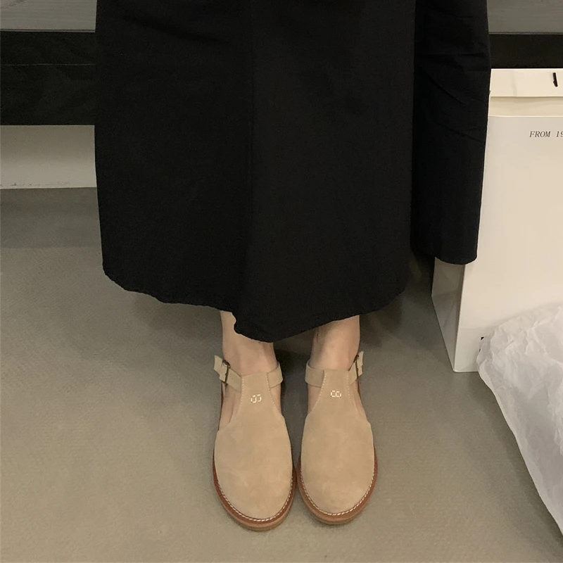 DIMANYU Retro Roman Baotou Sandals Women Wear 2026 Summer New Frosted Real Leather Female Flat Shoes Hollow Women Sandals