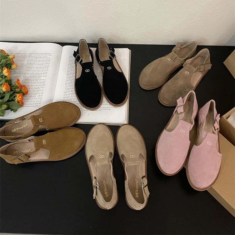 DIMANYU Retro Roman Baotou Sandals Women Wear 2026 Summer New Frosted Real Leather Female Flat Shoes Hollow Women Sandals