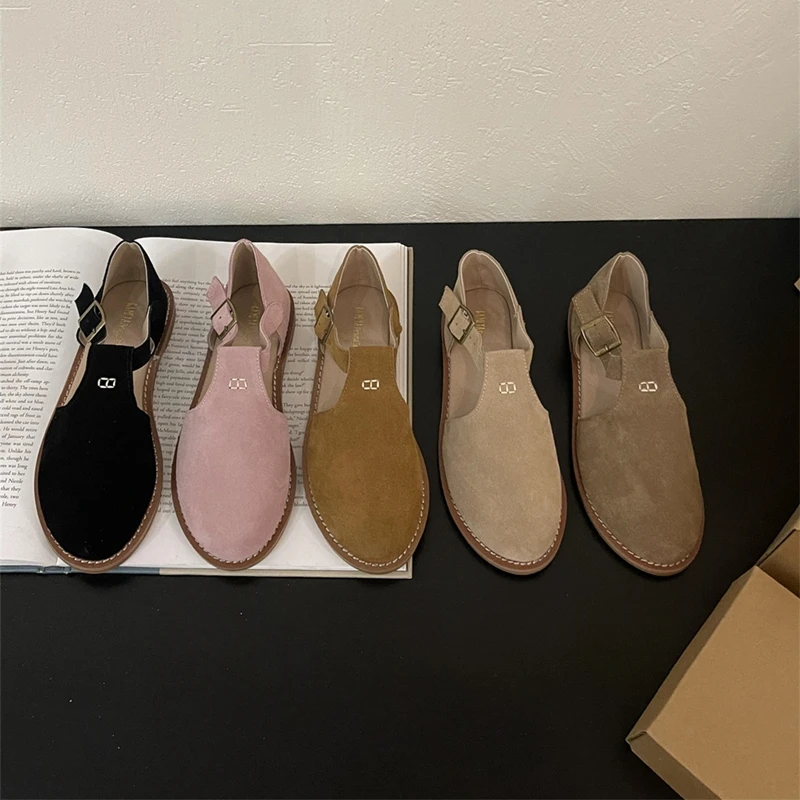 DIMANYU Retro Roman Baotou Sandals Women Wear 2026 Summer New Frosted Real Leather Female Flat Shoes Hollow Women Sandals