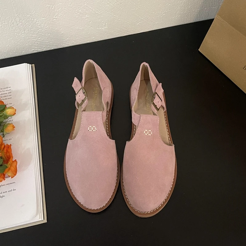 DIMANYU Retro Roman Baotou Sandals Women Wear 2026 Summer New Frosted Real Leather Female Flat Shoes Hollow Women Sandals