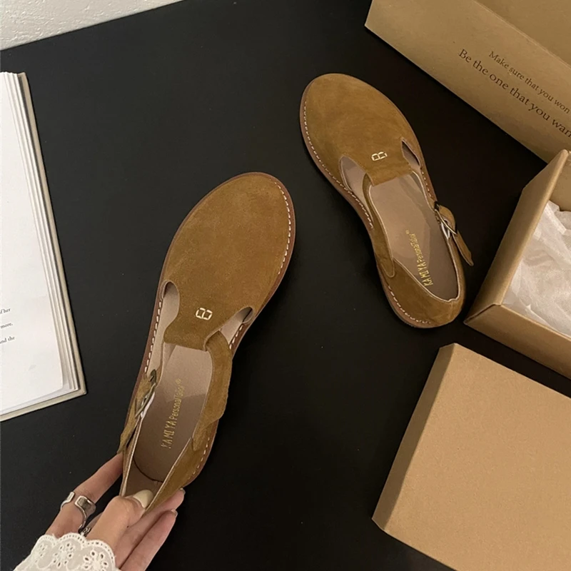DIMANYU Retro Roman Baotou Sandals Women Wear 2026 Summer New Frosted Real Leather Female Flat Shoes Hollow Women Sandals