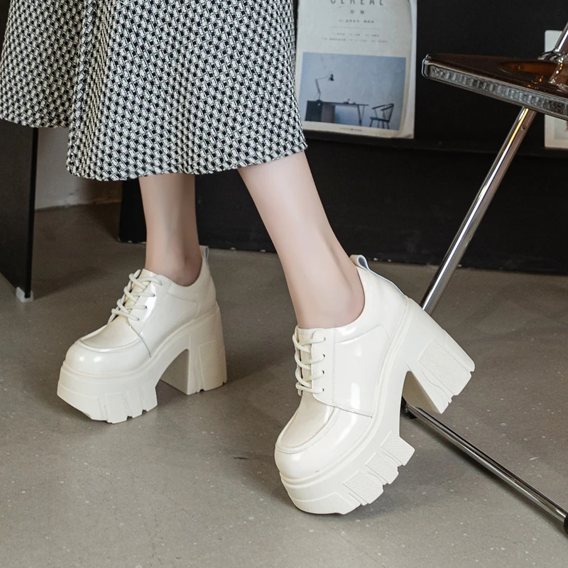 AIYUQI Women's High Heels Lace-up 2026 New Genuine Leather Platform Shoes Women Fashion 11cm High Women's Shoes