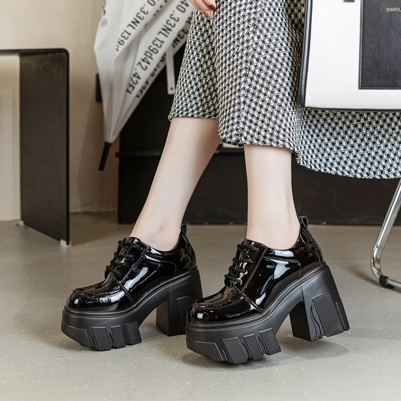 AIYUQI Women's High Heels Lace-up 2026 New Genuine Leather Platform Shoes Women Fashion 11cm High Women's Shoes