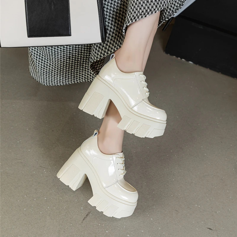 AIYUQI Women's High Heels Lace-up 2026 New Genuine Leather Platform Shoes Women Fashion 11cm High Women's Shoes