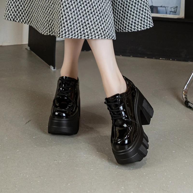 AIYUQI Women's High Heels Lace-up 2026 New Genuine Leather Platform Shoes Women Fashion 11cm High Women's Shoes