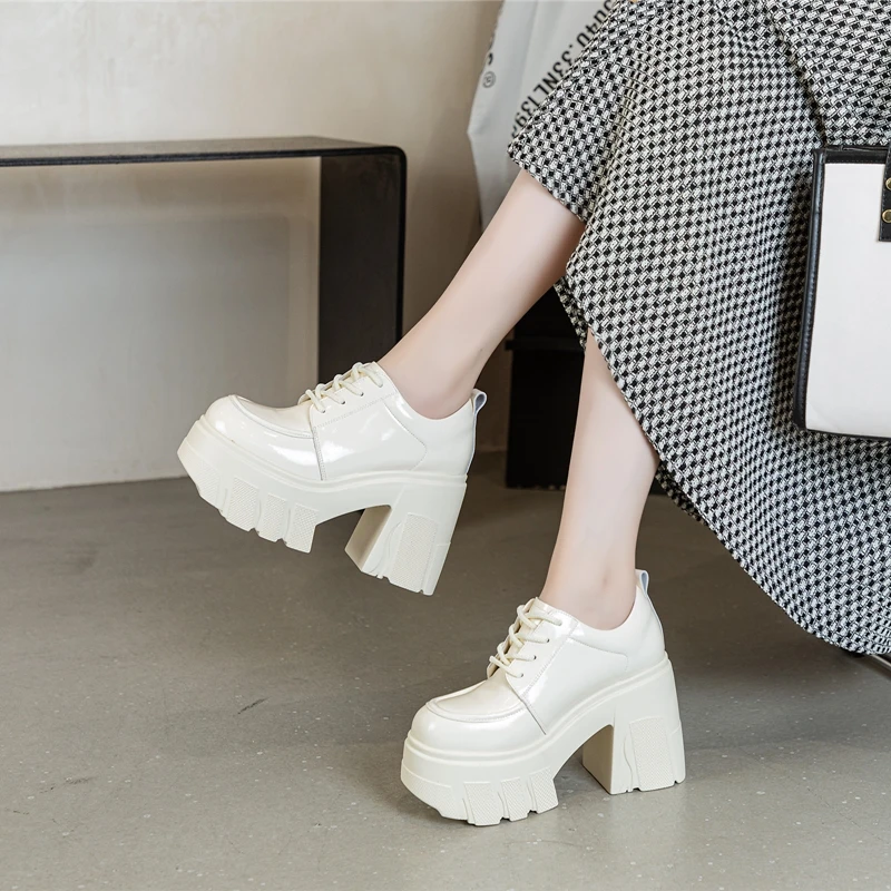 AIYUQI Women's High Heels Lace-up 2026 New Genuine Leather Platform Shoes Women Fashion 11cm High Women's Shoes