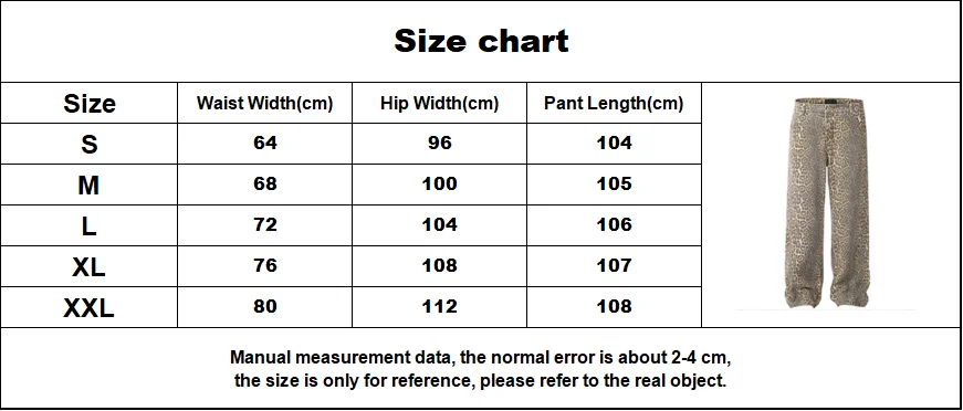 American Style Leopard Wash Jeans Women Y2K Retro Street Hot Girl Loose Casual Pants High Waist Straight Leg Jeans