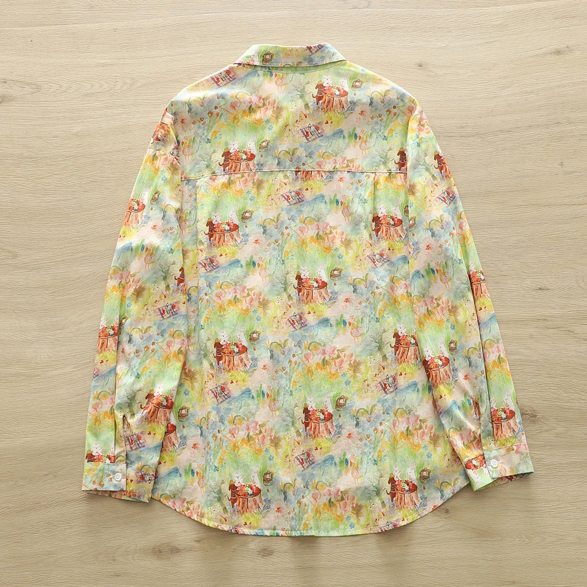 New Autumn Cotton Shirt For Women, Long Sleeve Oil Painting Kitten Tops, Sweet Cute Loose Blouses, 2024 Spring New T41535QM