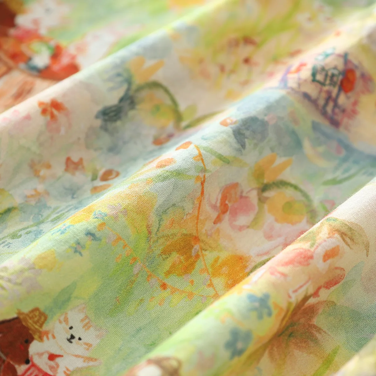 New Autumn Cotton Shirt For Women, Long Sleeve Oil Painting Kitten Tops, Sweet Cute Loose Blouses, 2024 Spring New T41535QM
