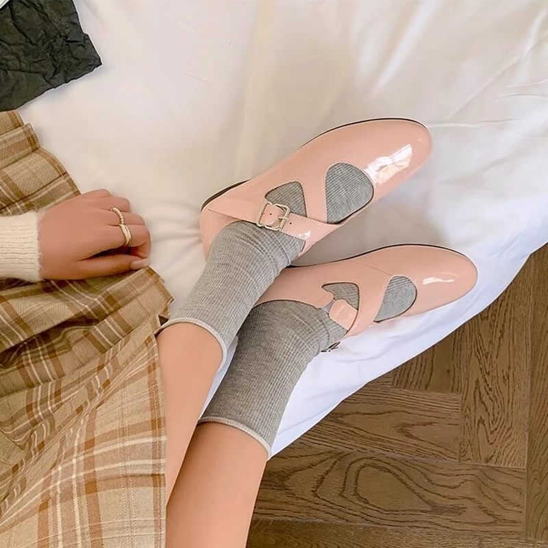 DIMANYU Women's Ballet Shoes 2026 New Spring Flats Shoes Women Fashion Cross Large Size Genuine Leather Mary Jane Shoes Women