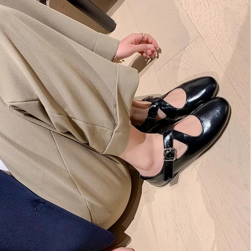 DIMANYU Women's Ballet Shoes 2026 New Spring Flats Shoes Women Fashion Cross Large Size Genuine Leather Mary Jane Shoes Women