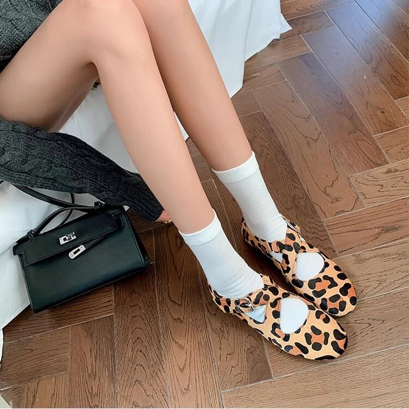 DIMANYU Women's Ballet Shoes 2026 New Spring Flats Shoes Women Fashion Cross Large Size Genuine Leather Mary Jane Shoes Women