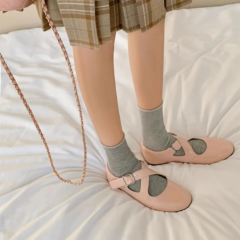 DIMANYU Women's Ballet Shoes 2026 New Spring Flats Shoes Women Fashion Cross Large Size Genuine Leather Mary Jane Shoes Women