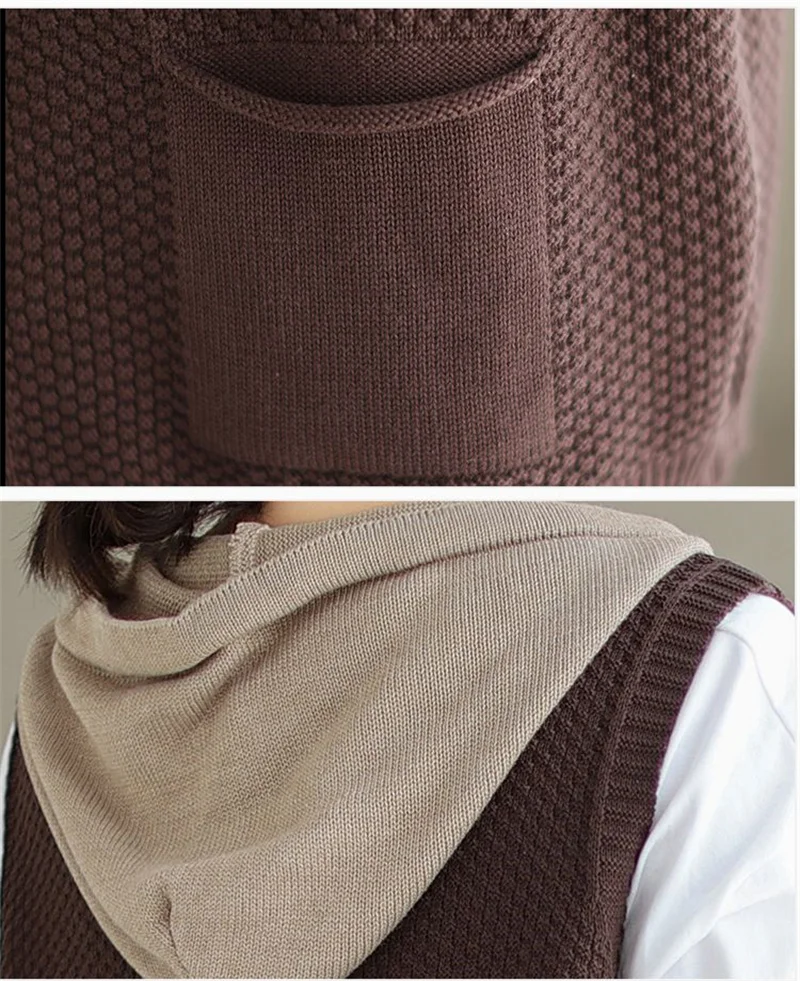 2026 New Hooded Knitted Vest Coat Women's Spring Autumn Sweater Sleeveless Jacket Design Sense Fashion Waistcoat Tide Female Top