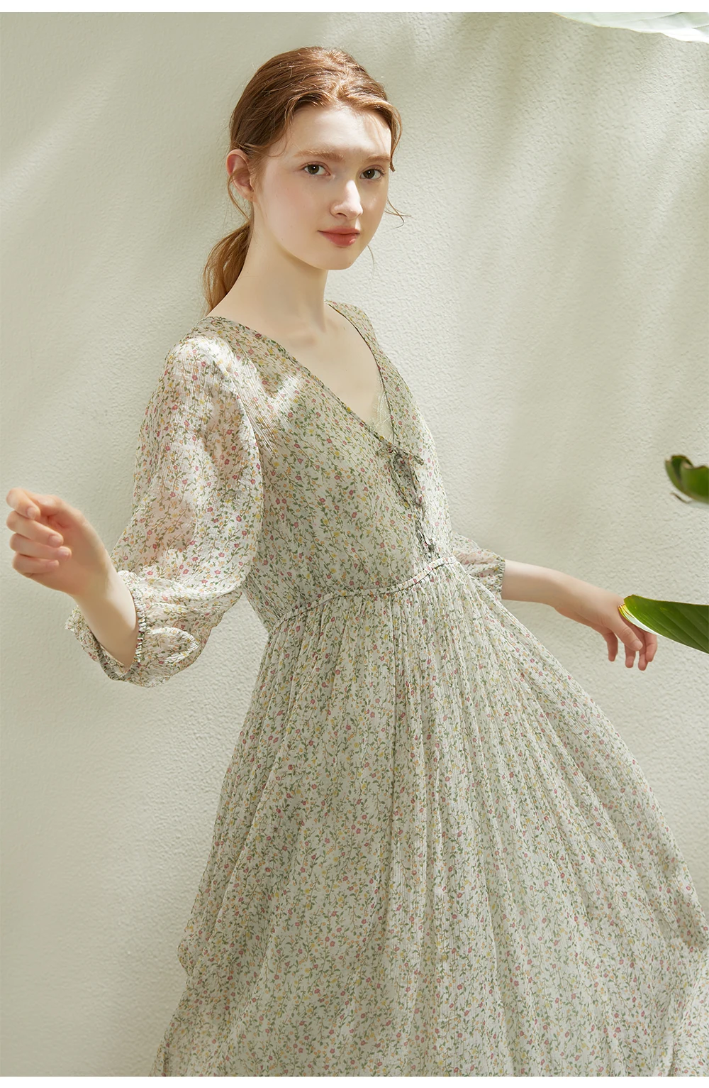 BirdTree 100%Real Silk Party Dress, Women 2 Piece Set Puff Sleeve, Printed Elegant French Fairy Dresses, 2026 Summer D42805QC