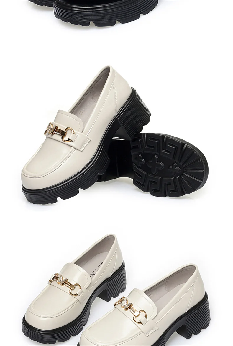 Spring Soft Leather Platform Loafers Women Fashion Elegant Mary Jane Black Round Toe Casual Anti-slip Comfort Single Shoes