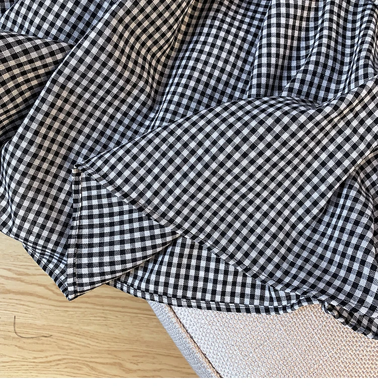 Summer New Elastic Waist Skirt Women Black and White Plaid Irregular A-line Thin High Waist Versatile Skirt Female