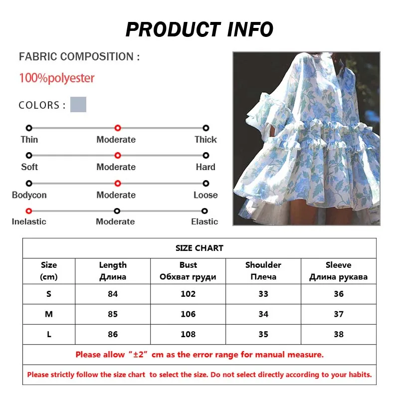 Oymimi Casual Blue Print Women's Dress Elegant Long Sleeve Ruffled Button Dresses Fashion Pleated Mini Dresses Female Clothing