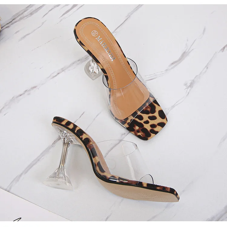 Oulylan 2024 New PVC Jelly Slippers Open Toed High Heels Women Transparent Heel Slippers Fashion Lady Shoes Sexy Slippers