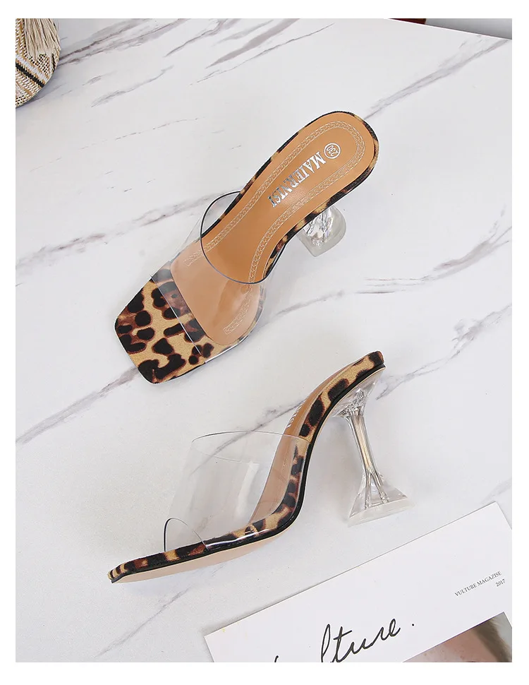 Oulylan 2024 New PVC Jelly Slippers Open Toed High Heels Women Transparent Heel Slippers Fashion Lady Shoes Sexy Slippers