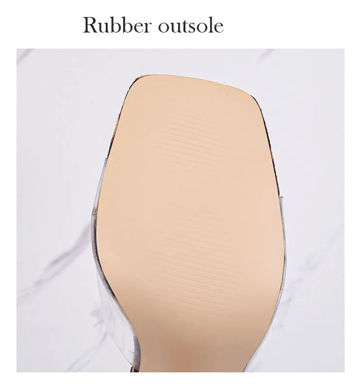 Oulylan 2024 New PVC Jelly Slippers Open Toed High Heels Women Transparent Heel Slippers Fashion Lady Shoes Sexy Slippers