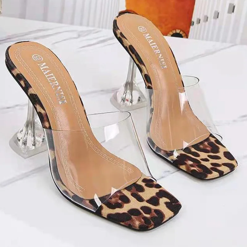 Oulylan 2024 New PVC Jelly Slippers Open Toed High Heels Women Transparent Heel Slippers Fashion Lady Shoes Sexy Slippers