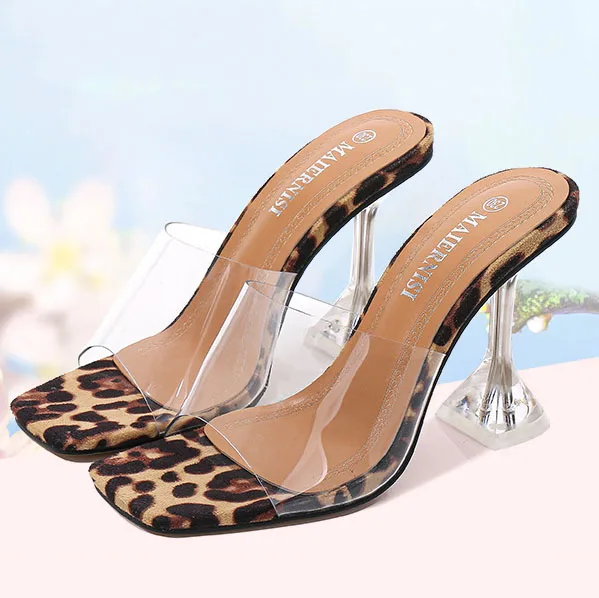Oulylan 2024 New PVC Jelly Slippers Open Toed High Heels Women Transparent Heel Slippers Fashion Lady Shoes Sexy Slippers