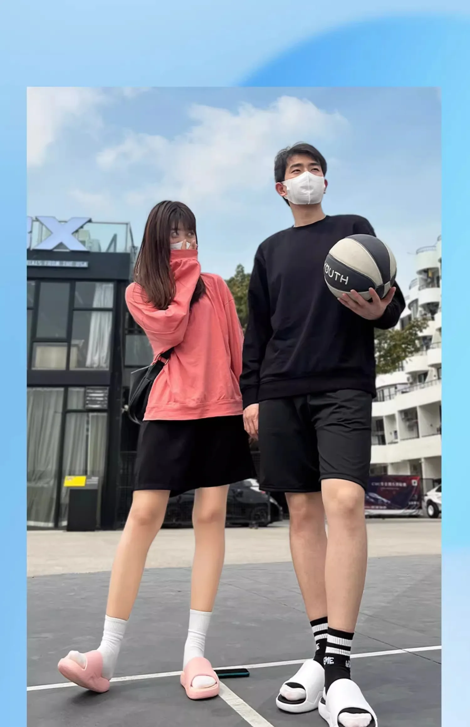 Luofu Men's and Women's Couple New Sports Slippers Summer Indoor and Outdoor Thick Sole Basketball Anti slip Beach Sandals