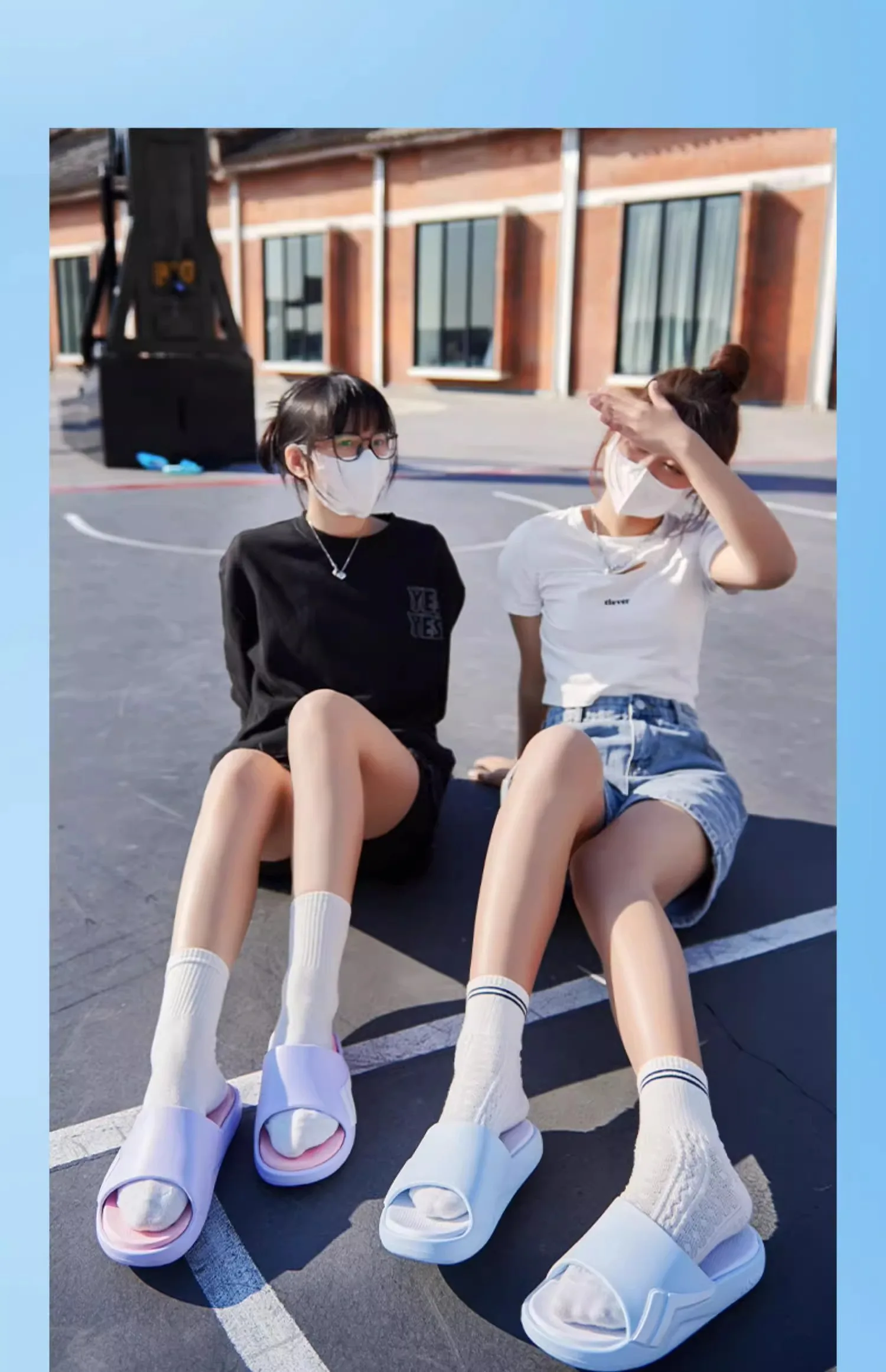 Luofu Men's and Women's Couple New Sports Slippers Summer Indoor and Outdoor Thick Sole Basketball Anti slip Beach Sandals