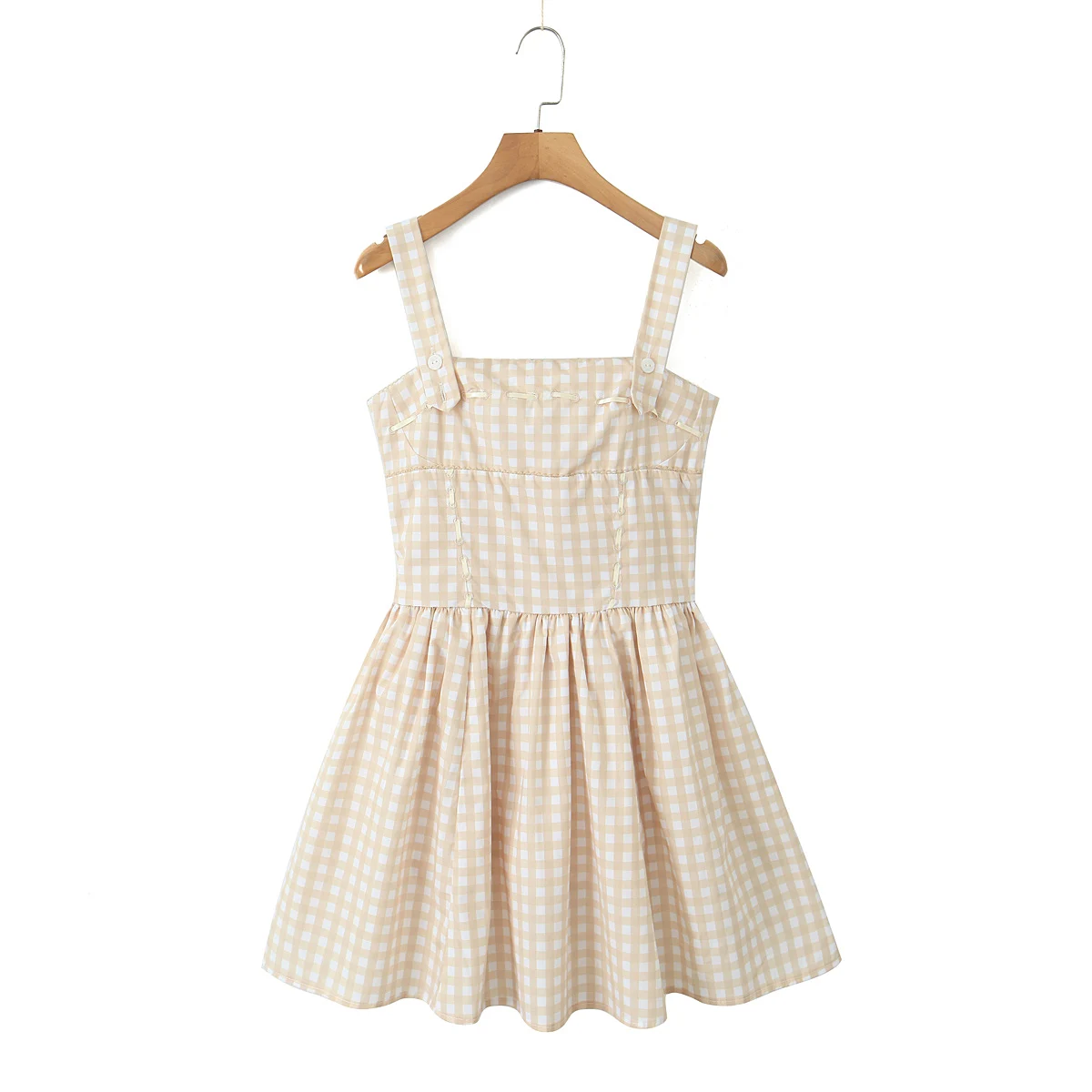 Summer Luxury Dresses 2024 Women Short Dress Khaki Plaid Mini Dress A Line Formal Occasion Dresses Elegant One Pieces