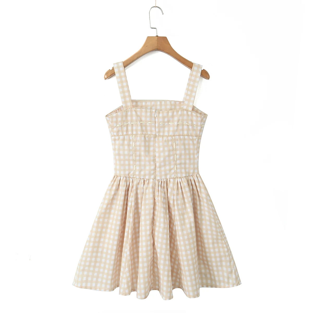 Summer Luxury Dresses 2024 Women Short Dress Khaki Plaid Mini Dress A Line Formal Occasion Dresses Elegant One Pieces
