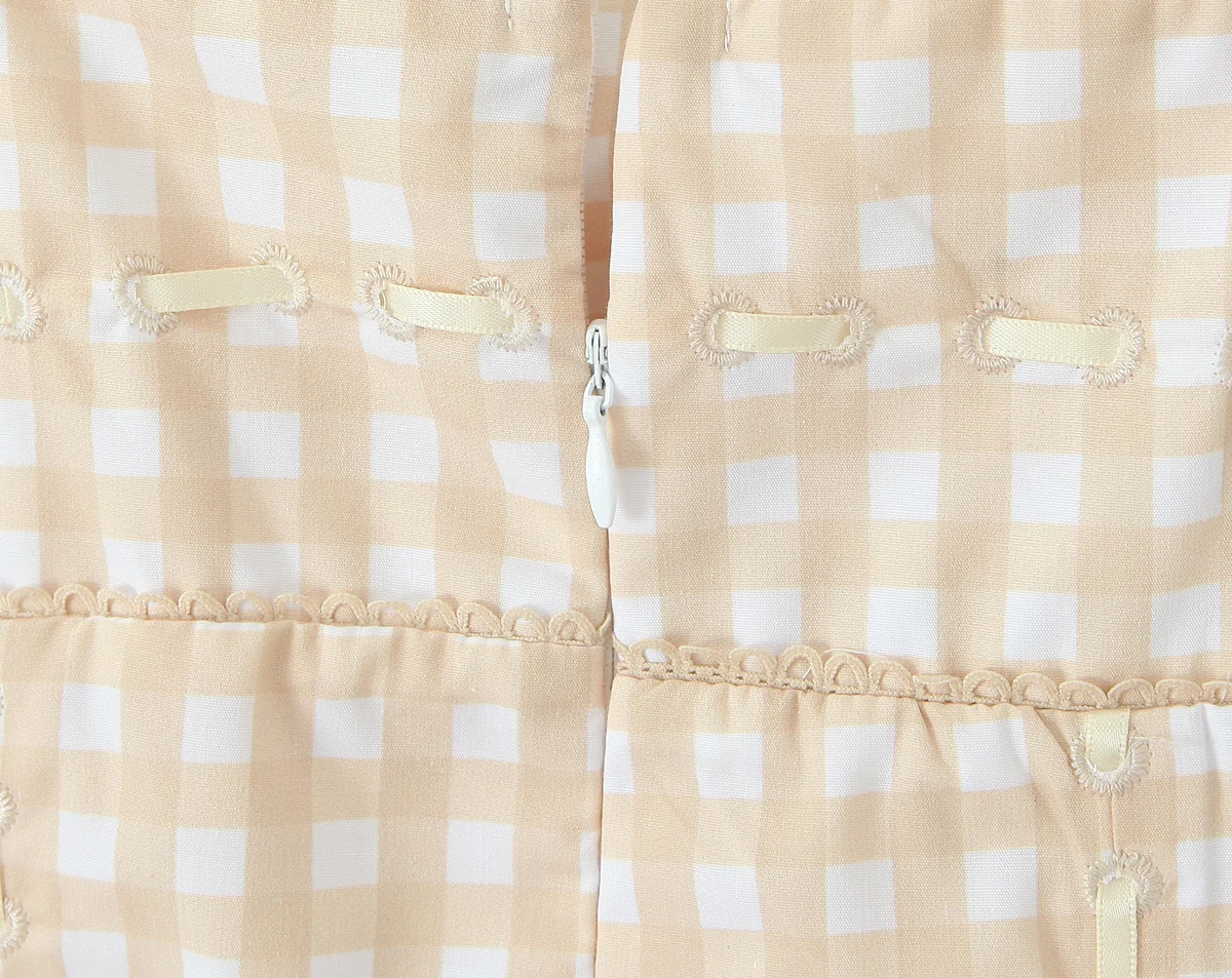 Summer Luxury Dresses 2024 Women Short Dress Khaki Plaid Mini Dress A Line Formal Occasion Dresses Elegant One Pieces