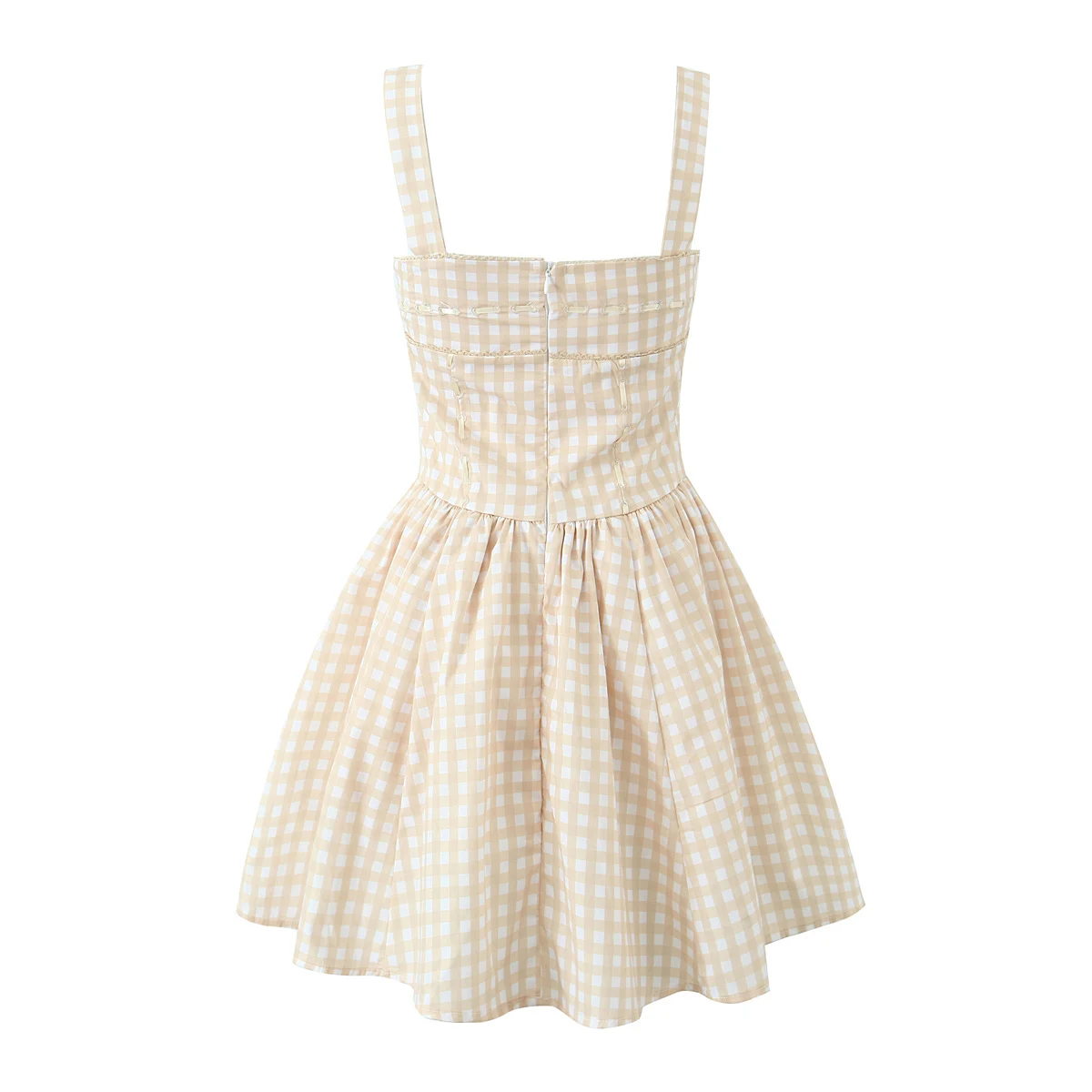 Summer Luxury Dresses 2024 Women Short Dress Khaki Plaid Mini Dress A Line Formal Occasion Dresses Elegant One Pieces