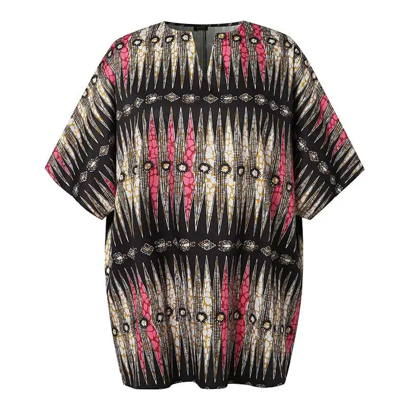 2024 VONDA Summer Women Bohemian Printed Blouses Vintage Shirts Tunic Tops Casual Half Sleeve Loose V-Neck Oversize Blusas Femme