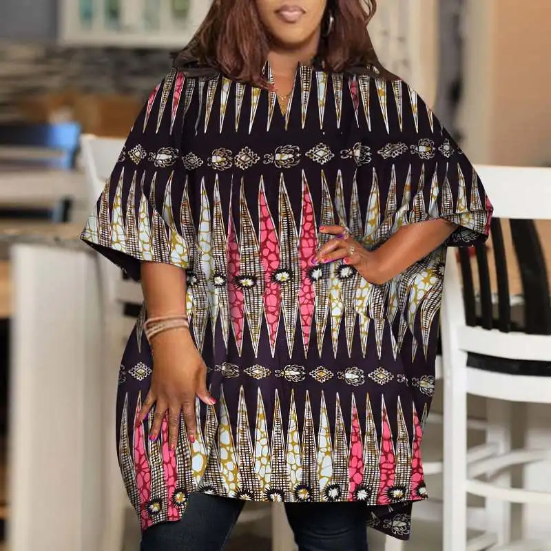 2024 VONDA Summer Women Bohemian Printed Blouses Vintage Shirts Tunic Tops Casual Half Sleeve Loose V-Neck Oversize Blusas Femme