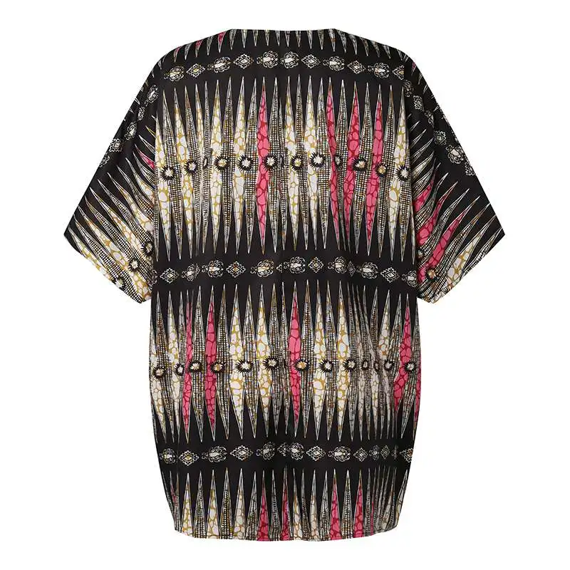 2024 VONDA Summer Women Bohemian Printed Blouses Vintage Shirts Tunic Tops Casual Half Sleeve Loose V-Neck Oversize Blusas Femme
