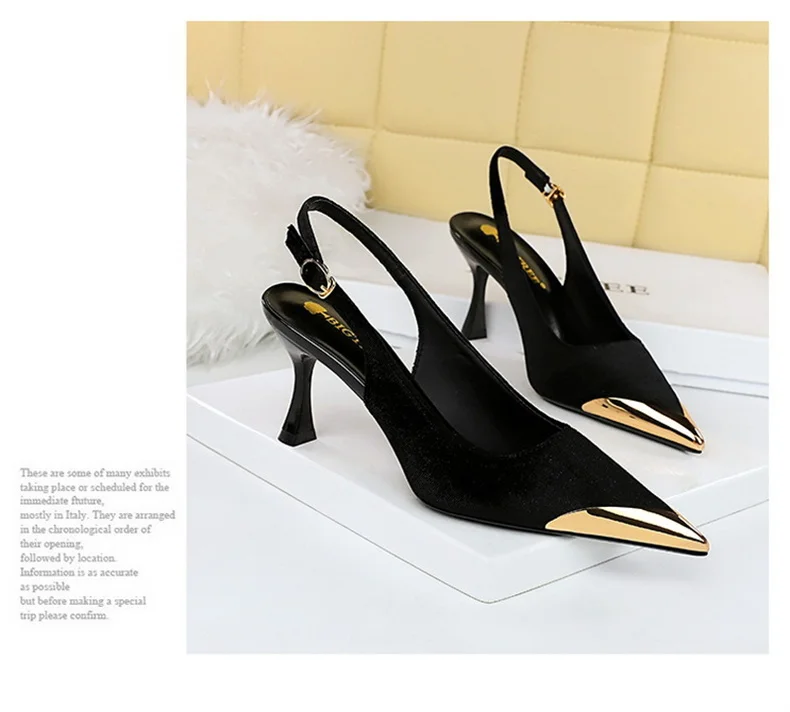 Elegant Women Green High Heel Velvet Pumps Wedding Party Slingback Sandals Metal Pointed Toe Hollow Buckle Wine Red Shoes
