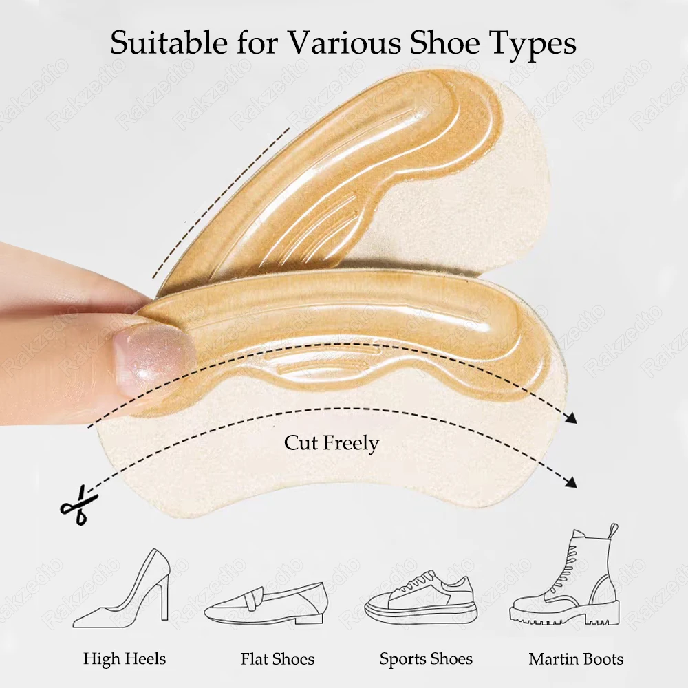 Silicone Heel Pads for Shoes Women High Heels Inserts Adjust Size Shoe Heel Protector Self-Adhesive Pain Relief Heel Stickers
