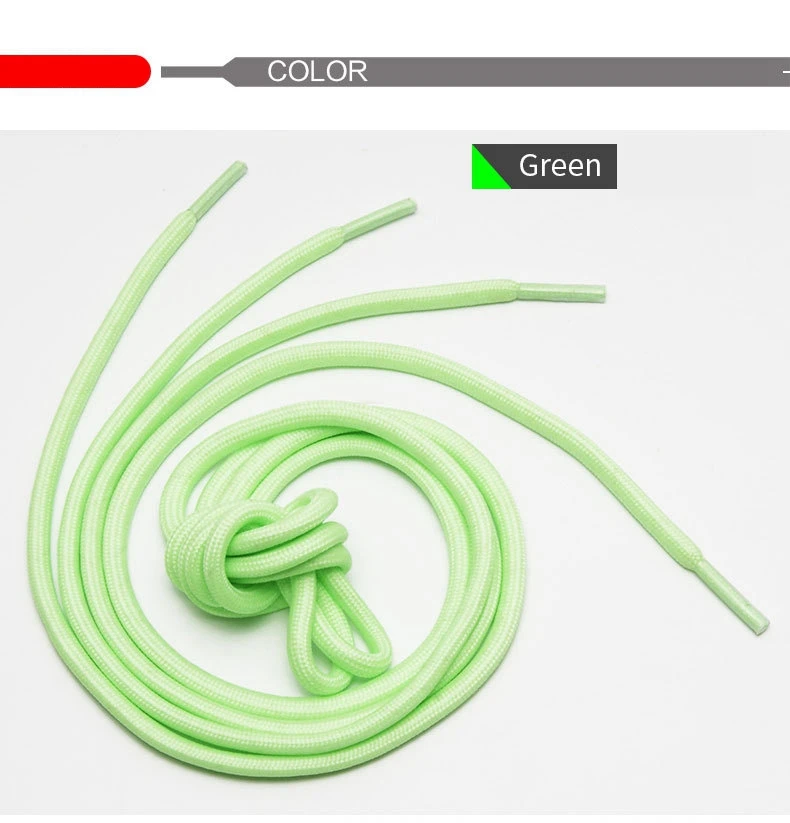 1pair Luminous Shoelaces Round Sports Canvas Shoe Lace Woman Man Glow in The Dark Night Color Glowing Laces Fluorescent Shoelace