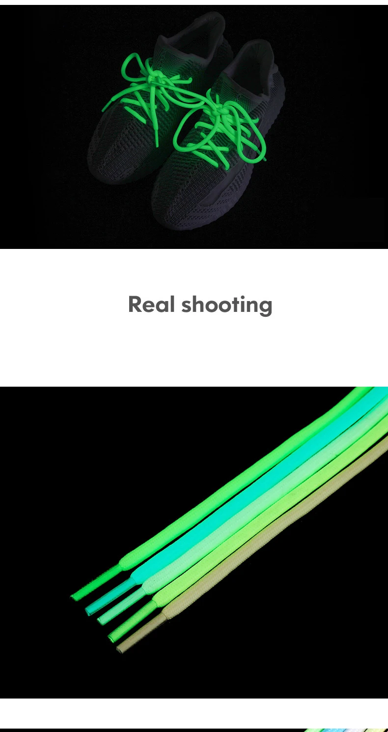 1pair Luminous Shoelaces Round Sports Canvas Shoe Lace Woman Man Glow in The Dark Night Color Glowing Laces Fluorescent Shoelace