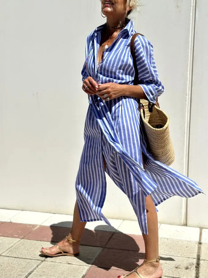 Autumn Long Sleeve Shirt Dress Elegant Belt Long Dress For Women 2024 Fashion Print Button Lapel Neck Casual Dresses Robe Femme