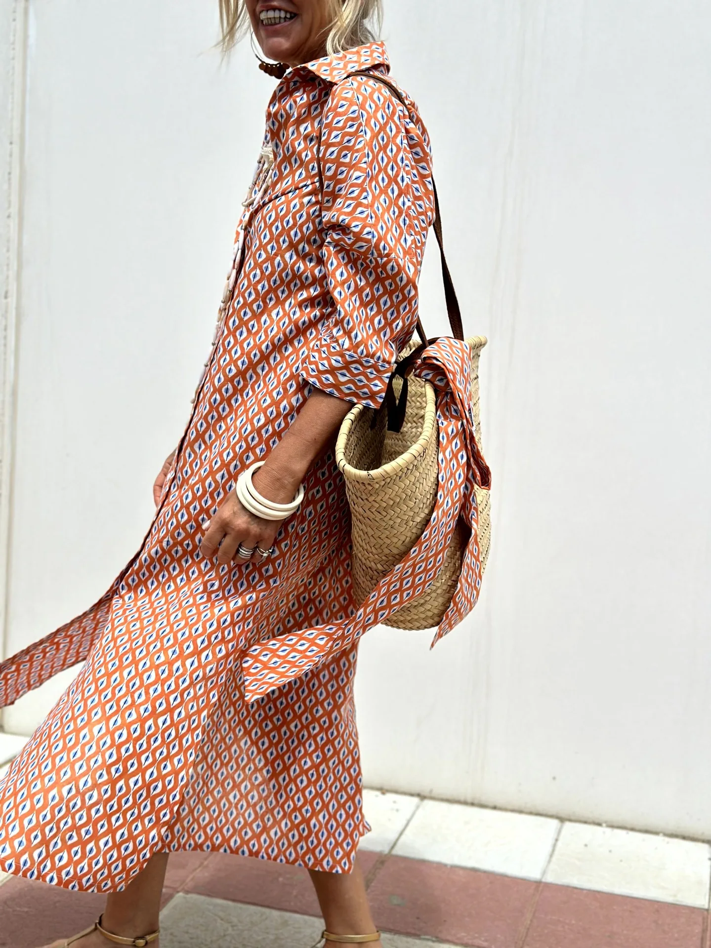 Autumn Long Sleeve Shirt Dress Elegant Belt Long Dress For Women 2024 Fashion Print Button Lapel Neck Casual Dresses Robe Femme